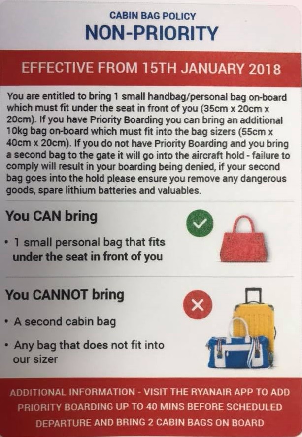 New Ryanair Baggage Policy Javea Connect